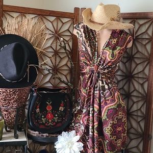 SALE BO HO PAISLEY MULTI S SLIP ON DRESS, TIE BACK